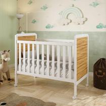 Berço Mini Cama 2 em 1 Americano em Mdf Cloe Branco Brilho/Amêndoa