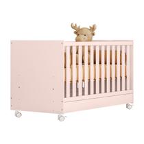 Berço Mini Cama 2 Em 1 (Americano) Quarto Infantil Bebê 4 Rodinhas/Rodízios Doce Sonho 1344