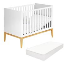 Berço Mini Cama 2 Em 1 Com Colchão Estilo Retrô Cor Branco Berço Mini Cama 2 Em 1 Com Colchão Estilo Retrô Cor Branco