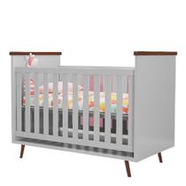 Berço Mini Cama 2x1 Retrô Wood Pés Palito Cinza 100% MDF - Bela Móveis