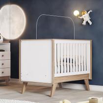 Berço Mini Cama 3 em 1 Confete Henn - Branco/Jequitibá HP