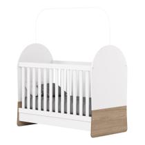 Berço Mini Cama 3 em 1 MDF/MDP Magia Branco/Jequitibá HP