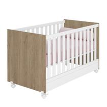 Berço Mini Cama Americano com rodízios Carvalho/Branco Berço Mini Cama Americano com rodízios Carvalho/Branco
