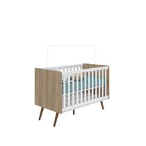 Berço Mini Cama Americano Retrô Carvalho/Branco - Qmovi