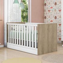 Berço Mini Cama Aurora Grades Laterias Carvalho Rústico/Branco