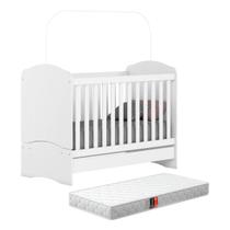 Berço Mini Cama Bala De Menta Multifuncional 3x1 Para Quarto De Bebê Menina E Menino Com Grade De Proteção Com Colchão