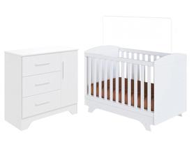 Berço Mini Cama Branco + Cômoda Infantil