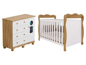 Berço Mini Cama Branco e Amêndoa Moveis Peroba