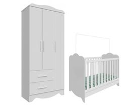 Berço Mini Cama Branco + Guarda-roupa 2 Gavetas