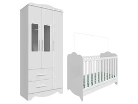 Berço Mini Cama Branco + Guarda-roupa 2 Gavetas