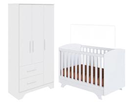 Berço Mini Cama Branco + Guarda-roupa de Bebê