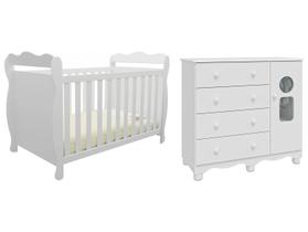 Berço Mini Cama Branco Moveis Peroba + Cômoda