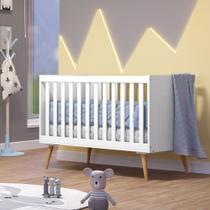 Berço Mini Cama Caring Serpil Baby Branco/Carvalho