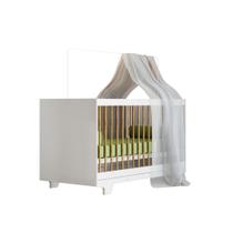Berço Mini Cama com Suporte Mosquiteiro Tigus Flocos 100% em MDF Branco