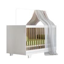 Berço Mini Cama com Suporte Mosquiteiro Tigus Flocos 100% em MDF Branco