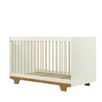 Berço Mini Cama com Suporte para Mosquiteiro Flocos em MDF Cor Off White/Amadeirado - Tigus