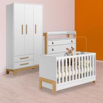 Berço Mini Cama , Cômoda Nicho e Guarda Roupa Slim Branco