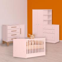 Berço Mini Cama, Cômoda Sapateira e Guarda Roupa Cômoda Rosa Berço Mini Cama, Cômoda Sapateira e Guarda Roupa Cômoda Rosa