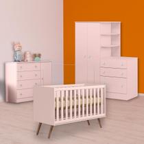 Berço Mini Cama Cômoda Sapateira e Guarda Roupa Cômoda Rosa Berço Mini Cama Cômoda Sapateira e Guarda Roupa Cômoda Rosa