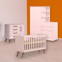 Berço Mini Cama Cômoda Sapateira e Guarda Roupa Cômoda Rosa Berço Mini Cama Cômoda Sapateira e Guarda Roupa Cômoda Rosa