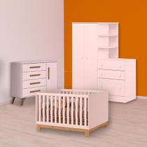 Berço Mini Cama, Cômoda Sapateira e Guarda Roupa Cômoda Rosa