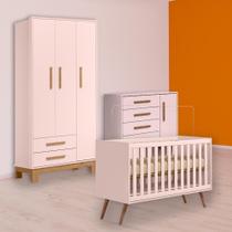 Berço Mini Cama Cômoda Sapateira Retrô e Guarda Roupa Rosa