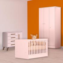 Berço Mini Cama, Cômoda Sapateira Retrô e Guarda Roupa Rosa Berço Mini Cama, Cômoda Sapateira Retrô e Guarda Roupa Rosa