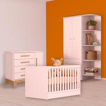 Berço Mini Cama, Cômoda Sapateira Slim e Guarda Roupa Rosa