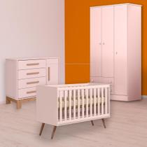 Berço Mini Cama Cômoda Sapateira Slim e Guarda Roupa Rosa Berço Mini Cama Cômoda Sapateira Slim e Guarda Roupa Rosa