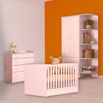 Berço Mini Cama, Cômoda Trocador e Guarda Roupa Rosa Berço Mini Cama, Cômoda Trocador e Guarda Roupa Rosa