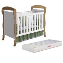 Berço Mini Cama Danny Branco Fosco/Mezzo Fosco com Colchão D18 de 10cm Bege - Reller Móveis