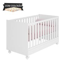 Berço Mini Cama Doce Sonho Branco Com Colchão E Rodízios Qmovi