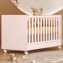Berço Mini Cama Doce Sonho Rosa Acetinado - Qmovi