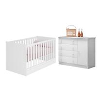 Berço Mini Cama E Cômoda Sapateira Doce Sonho Branco Qmovi