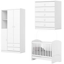 Berco Mini Cama e Guarda Roupa 2 P 2 G Bala De Menta Rustico Branco Henn