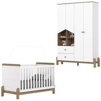 Berco Mini Cama e Guarda Roupa 4 P 2 G Ternura Branco Jequitiba HP Henn