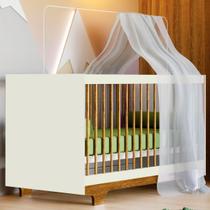 Berço Mini Cama Flocos 100% Mdf com Colchão Off White/Ypê - Tigus