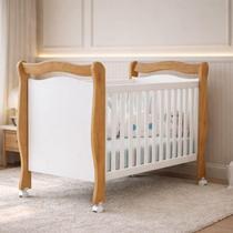 Berço Mini Cama Grade Móvel Alvin New Nature/Branco Berço Mini Cama Grade Móvel Alvin New Nature/Branco