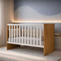 Berço Mini Cama Grade Móvel Giovana Nature/Branco Berço Mini Cama Grade Móvel Giovana Nature/Branco