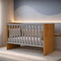 Berço Mini Cama Grade Móvel Giovana Nature / Cinza
