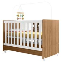 Berço Mini Cama Infantil Encanto 2 em 1 com Rodízios Nature Branco - Abmaza