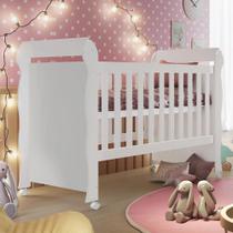 Berço Mini Cama Infantil Padrão Americano Com Rodízios Branco Mirelle Carolina