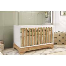 Berço / Mini Cama Infantil Popy Retrô 3 em 1 Branco/Amendoa - Peroba