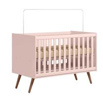 Berço Mini Cama Infantil Q Charm 70cm Com Rodízios e Mosqueteiro -Rosa Acetinado - ÉdeCasaMóveis