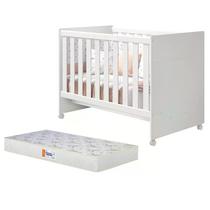 Berço Mini Cama Katatau Branco Brilho com Colchão D18 de 10cm - Reller Móveis Berço Mini Cama Katatau Branco Brilho com Colchão D18 de 10cm - Reller Móveis