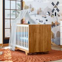 Berço Mini Cama Life Branco com Ipê em MDF Tigus Baby