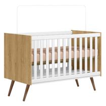 Berço Mini Cama Q Encanto Retrô Cor Freijó e Branco Acetinado - Qmovi