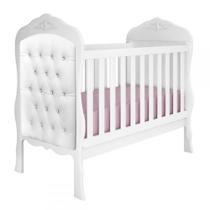 Berço Mini Cama Realeza Grade Fixa com 1 Captonê Branco Fosco Acetinado - Moveis Canaã