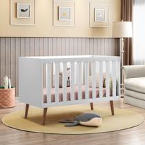 Berço Mini Cama Retrô 3 em 1 Ana com Colchão Branco - Mobili