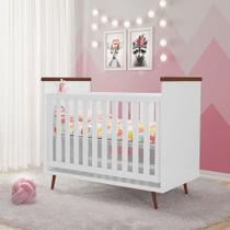 Berço Mini Cama Retrô Wood 3 em 1 - 100% MDF Branco - Com Colchão